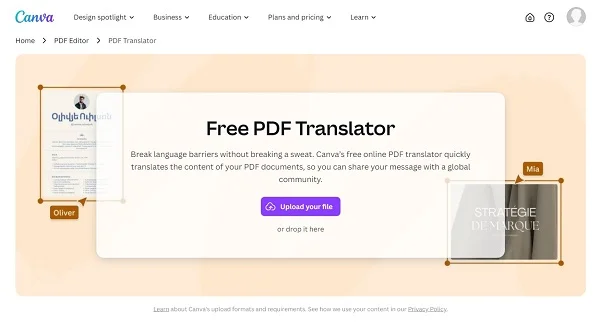 Canva's PDF Translation Tool