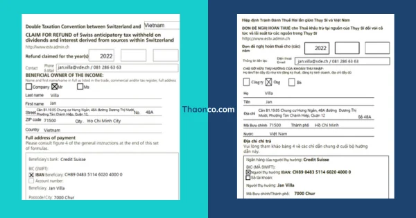 Example of Tax Return Translation - Thao & Co.