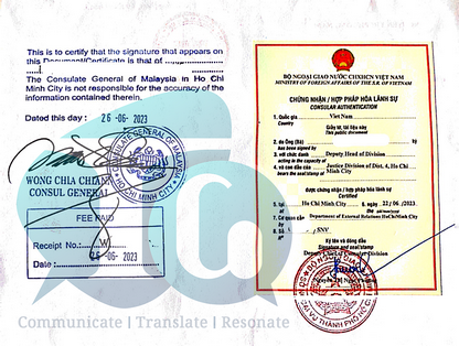 Example of Consular Legalization - Thao & Co.