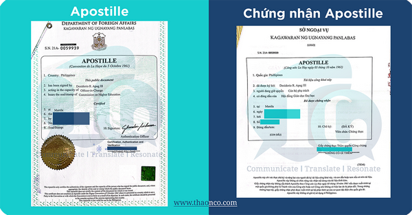 Example of Apostille Certificate Translation - Thao & Co.