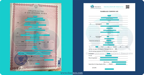 Marriage Certificate Translation Sample - Thao & Co.