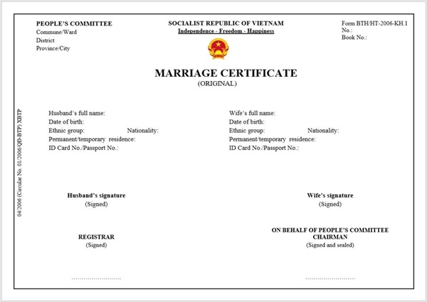 Notarized translation Marriage certificate example