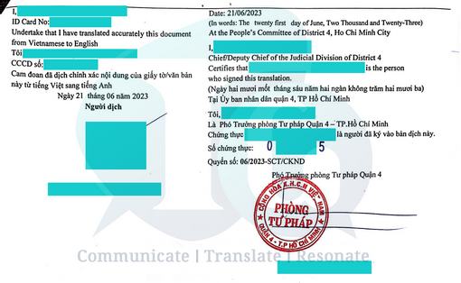 Thao & Co. Example of Notary translation statement